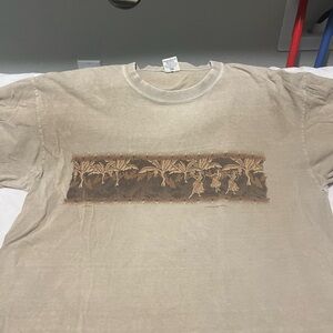 Men's Beige Graphic Tee with Palm Design
